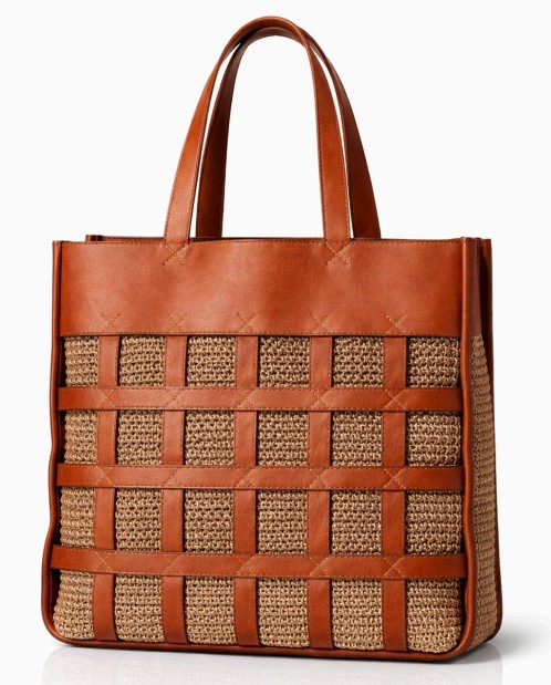 The Lattice-Weave Leather Tote – Premium Lattice-Weave Leather Tote for Work & Play
